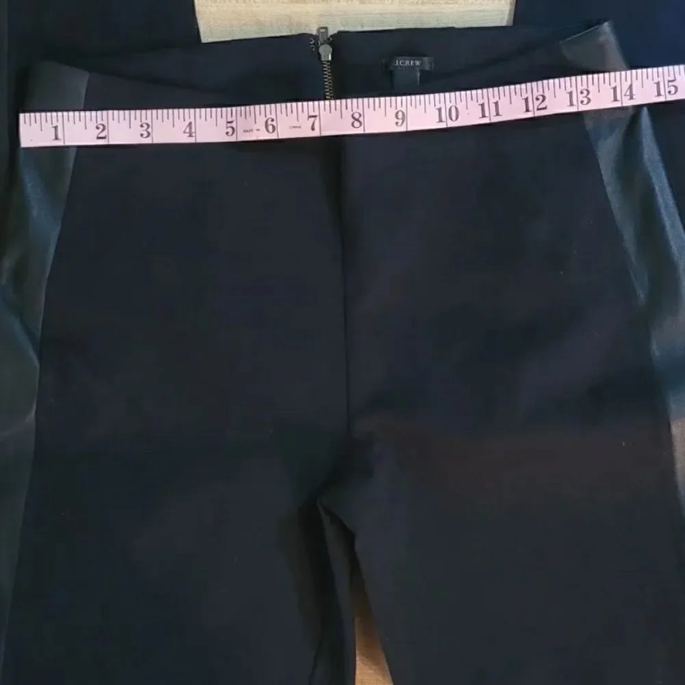 J. Crew Women Black Pants with Leather Trim